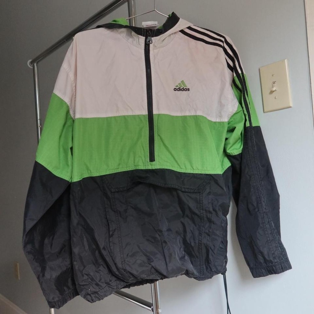 90s Adidas Wind Breaker‎ Full Zip Up Athletic Sportswear Gear Fall